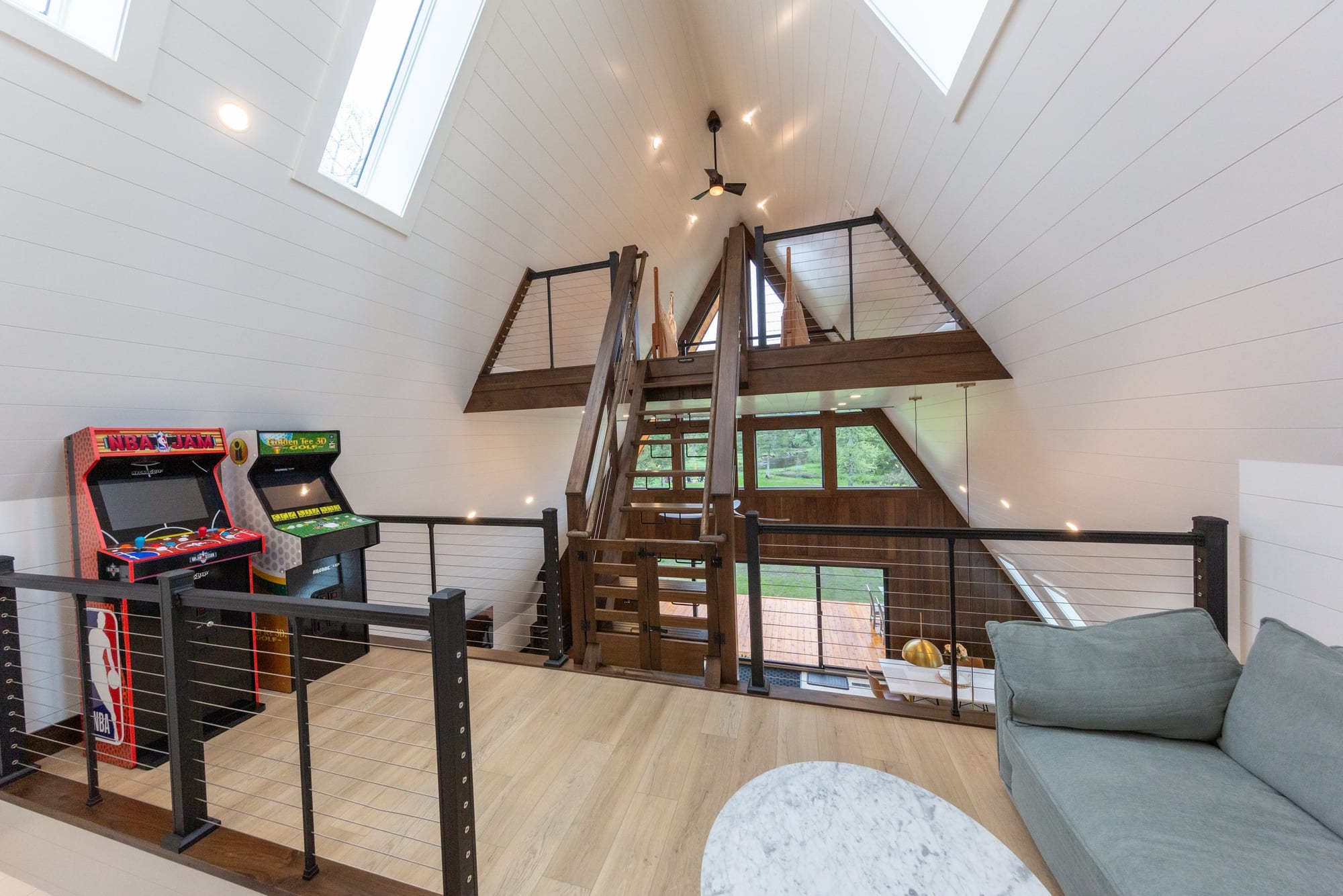 Arcade machines on the loft landing