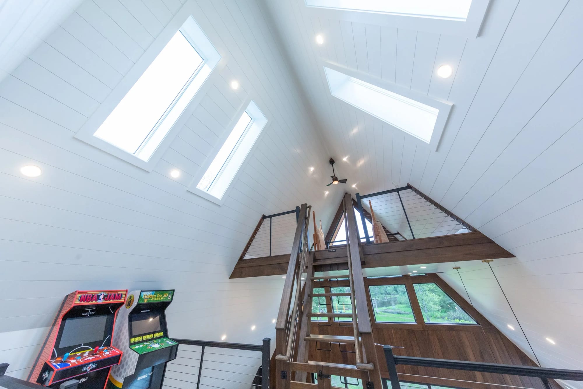 Skylights set into the roof pitch above the loft
